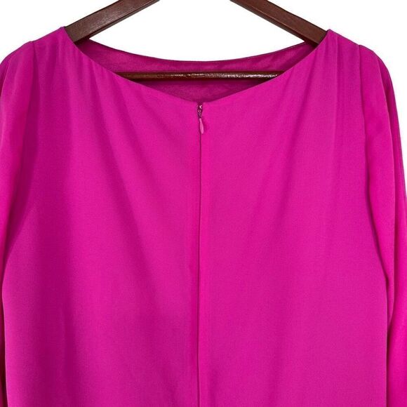 Tahari ASL Pink Floral Eyelet Hem Shift Dress w Self Tie Sleeves Womens 8 - Picture 5 of 10
